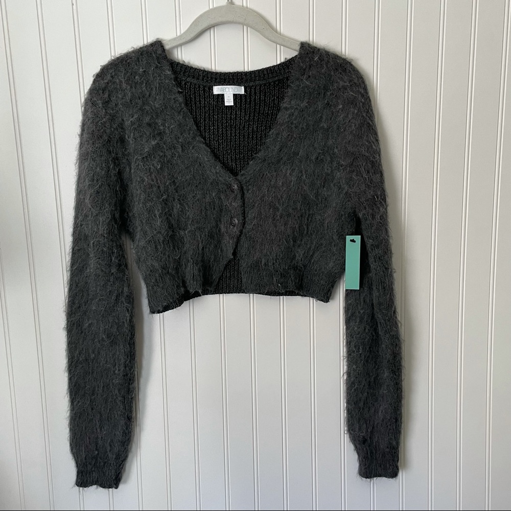 Cropped One Button Cardigan Shrug